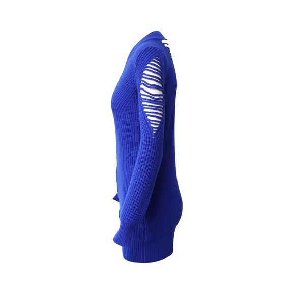 Versace Cable Knit Mini Dress in Royal Blue Wool - Picture 2 of 8